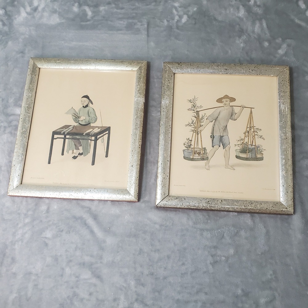 Vintage Borghese Chinese Occupation Prints Set of 2 - 1799 Chinoiserie 14x12